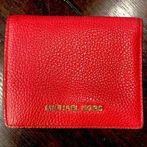 Red, Micheal Kors Mini Cardholder wallet.